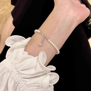 鴻利首飾廠 奶油白珍珠閃鑽手鏈