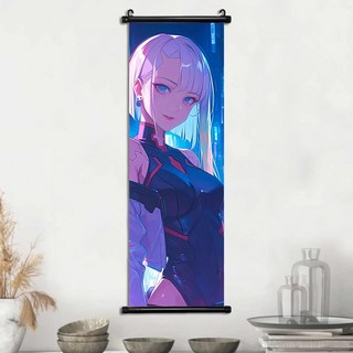 사이버 펑크 교수형 스크롤 포스터 게임 HD 벽지 레베카 아트웍 캔버스 회화 그림 인쇄 룸 장식 미술, 02 25x75cm(10x30inch), 01 빠른, 11 38-3-5