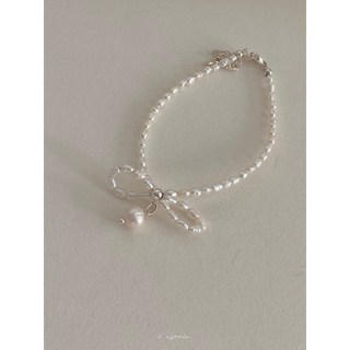 ’Love tale’淡水珍珠蝴蝶結純銀手鍊