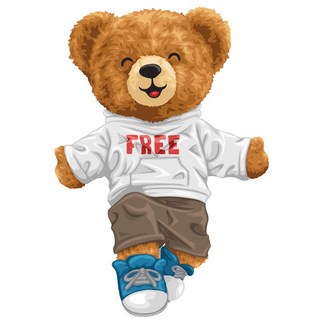 의류 열전사지) FREE 곰돌이-287번(97287) 티셔츠 전사지, 1개, 멀티