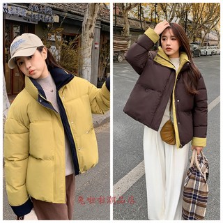韓版冬季立領羽絨棉外套加厚保暖棉服女短款小個子冬季棉衣 棉襖外套防風外套2025新款防風夾克大衣加厚寬鬆保暖麵包服