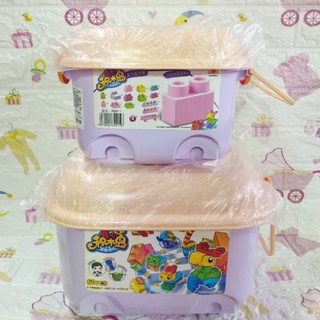 《菲比尋常》開心積木島 軟積木大粒組 桶車軟膠大粒積木 60pcs, 1個, 單收納桶(沒積木)200,綠色(內積木原色配色)