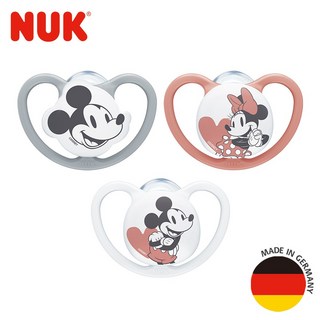 德國NUK SPACE米奇超透氣矽膠安撫奶嘴兩入【金寶貝】, 1個, 6-18M,紅灰