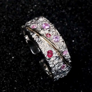 Sun_Plus 梵高星空鑽戒 星空戒 藍寶石銀戒指 送女友生日禮物 情侶戒指