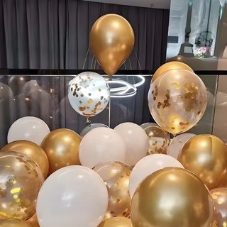 뷰라뷰 파티풍선 50p + 공기펌프 + 10m 리본 1롤, 05 골드 + 화이트 + 골드스팽글, 1세트