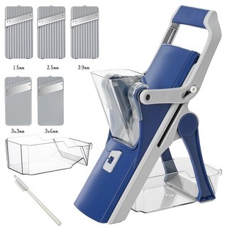 만능 슬라이서 채칼 야채 무 양배추 당근 채썰기 양파 마늘 감자 채칼6종 칼날세트, 1개, 그레이네이비