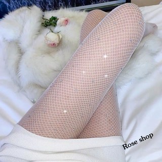 【台灣出貨】 夜店白鑽石網襪JK帶鑽連體絲襪 春夏薄款 黑色連褲襪 黑絲 燙鑽漁網襪 白絲 純欲絲襪 性感絲襪 帶鑽絲襪