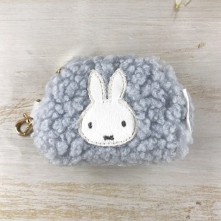Miffy 造型絨毛零錢包 鑰匙圈掛飾 淺灰