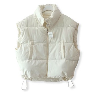 메리앤유 하이넥 통통 패딩 스트링 밑단 숏 조끼 베스트 빅사이즈