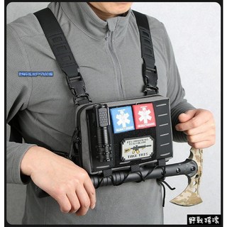 野戰搖滾 石虎多功能戰術胸前包 黑色/灰綠色/暗夜迷彩 胸包胸掛包側背包登山特警勤務背包特勤重機包肚兜包側背包戰術背心, 黑色多地形,標準款