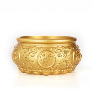 金色招財聚寶盆，迷你合金聚寶盆，居家辦公室招財擺件，聚財納福提升運勢, 雙魚聚寶盆擺件, 4cm