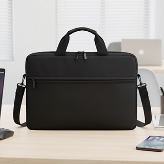앙플러스 튼튼한 대용량 노트북 파우치 가방, 블랙, 1개