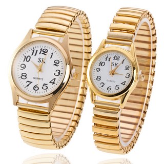 中老年大數字石英錶，彈簧鬆緊帶鋼帶，男女適用