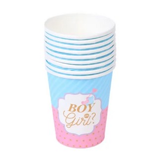 氣球派對多 性別揭示派對餐具組 紙盤 刀叉 桌巾 性別揭曉 寶寶派對佈置, 性別揭示 紙杯 16入
