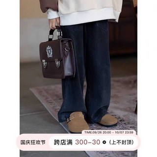 男童刷毛寬鬆闊腿牛仔長褲，秋冬韓版潮流百搭