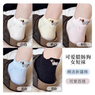 新疆棉寵物刺繡襪子女夏季薄款防臭淺口短筒襪