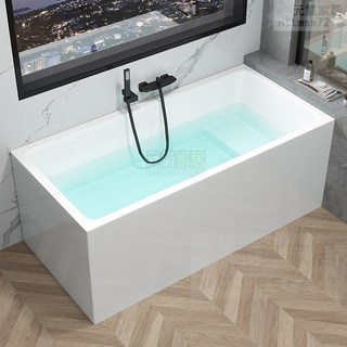 亞剋力加厚長方形獨立式浴缸：小戶型保溫深泡成人浴缸, 1個, 空缸（平底）,長180cm寬70cm高60cm