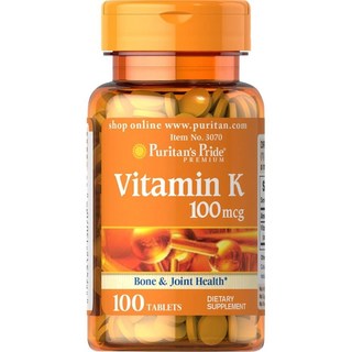미국산 퓨리탄프라이드 비타민K 100mcg 100정 Puritan's Pride Vitamin K 선물증정, 1개