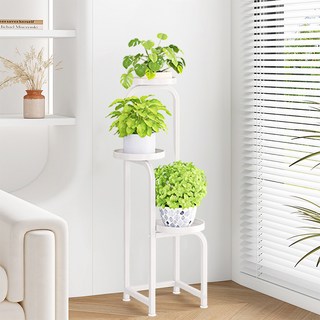 YF 철제 화분정리대 다층 화분대 진열대 선반 화분 거치대 다용도 스탠드 식물 받침대, 3단, 화이트