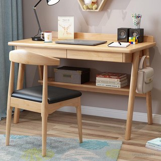 實木書桌 北歐實木書桌 小戶型家用學生寫字桌 現代簡約學習桌 臥室辦公電腦桌, 普通款白色單桌 加粗加厚,80x60x75cm