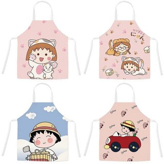 週邊好物 可愛新款櫻桃小丸子可愛圍裙防油汙圍腰親子兒童男女通用廚房圍兜, 可愛丸子 - 2,47x38cm (兒童均碼）, 1個