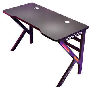 電競桌 K型鋼架 寬敞桌面 圓潤桌角 線孔設計 耳機掛勾 遊戲桌 電腦桌 學生書桌 辦公桌, 120cm電競桌-黑:附掛勾(一張訂單限下一個