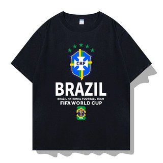 2026 世界杯周邊短袖T恤 - 阿根廷/法國國家隊梅西姆巴佩款, 1個, 黑色巴西S