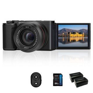 ORDRO G730 5K 64MP HD Vlog Micro 단일 카메라 3.2인치 IPS 터치 플립 스크린 WDR YouTube용 Wifi를 탑재한 12배 광학 줌 블로깅 캠, G730-Black