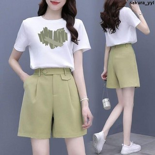 新款短袖短褲兩件套裝減齡休閑運動洋氣時尚夏季成套搭配女裝