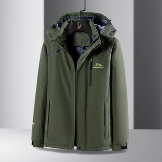 M-9XL大尺碼加絨加厚衝鋒外套 男女情侶款防風防水連帽可拆卸保暖登山外套