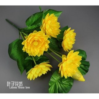 仿真荷花蓮花絹花家居裝飾花藝，適暢專營, 黃色 睡蓮