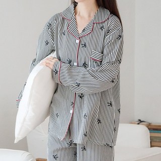 여성 부드럽고 귀여운 파자마 긴팔 잠옷 세트