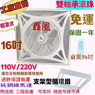 嚇嚇叫五金 16吋循環扇 - 三段風速 大風量 框架型節能扇 辦公室/客廳適用, 110V+