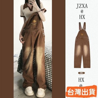 M-5XL大尺碼大尺碼女裝背帶褲吊帶褲背帶長褲連體衣闊腿褲可愛垂墜感牛仔背帶褲女上檔次刺繡洋氣減齡時尚胖妹