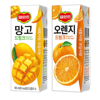 델몬트 드링크 190ml 망고 32팩+오렌지 32팩, 델몬트 오렌지 + 망고드링크팩 190ml 각24팩(총4