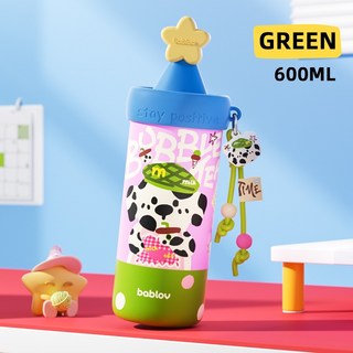 Bablov 620ml 不銹鋼玻璃杯 - 帶防漏蓋的雙層真空保溫杯, 綠色, 1個