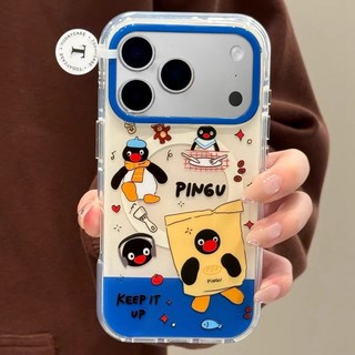 imd 立體企鵝 磁吸 手機殼 適用於 iPhone 17 Pro Max 16 15 13 14 Plus 12 11 X 款式可愛, 1個, 【購物袋企鵝插畫-單殼】imd磁吸蘋果12mini