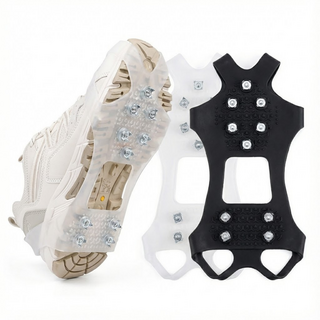 도심형 아이젠 10핀 미끄럼방지 스파이크 출퇴근 눈길 안전 신발 커버 망간강 그립, 화이트 1세트(2개)