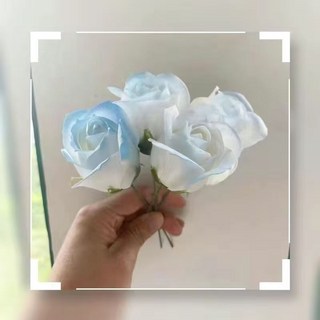 畢業花束 雪山粉仿真玫瑰永生花畢業㛿女生日禮物女生送閨蜜碎冰藍香皂花束, 4朵碎冰藍