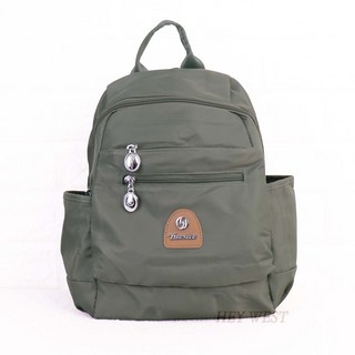 WEST品牌 多格層尼龍女包 後背包 A4可放 輕量 素色百搭 後背包 9861, 綠色#9861