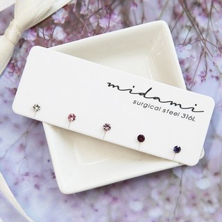 미다미 [5P] 3mm 미니 큐빅 데일리 컬러풀 피어싱세트