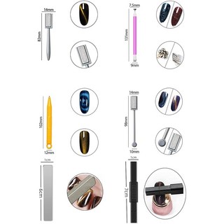 6점 세트 diy 네일 아트 도구 고양이 눈 같은 효과 초강력 꽃 패턴 3D 고양이 눈 자석 붓 자석 펜 네일 아트 키트 자석 자석 캣츠아이젤용 YFFSFDC, 1개, 상세페이지 참조