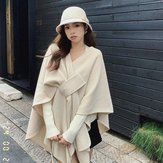 高級感復古披肩女外搭2025新款千金風斗篷披風英倫風秋冬毛呢