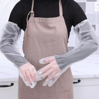 헬스와미 20P몪음 주방 설거지 세차 롱 위생장갑 60cm 일회용 비닐 긴 장갑, 20P(10쌍), 1세트