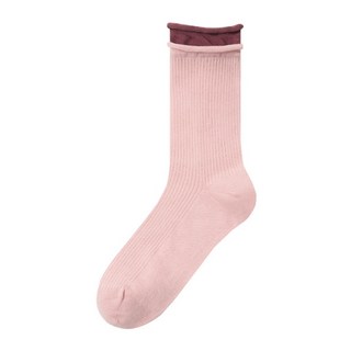 日系撞色雙螺口坑條短襪 薄款彈性襪 簡約百搭