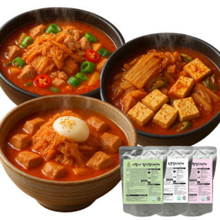 요비담 캠핑실속세트 참치김치찌개 스팸김치찌개 두부김치찌개 1개씩 총3개, 1개, 1.6kg