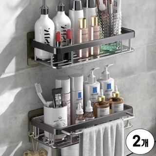 조은마음 1+1 무타공 욕실 화장실 선반 수납 정리대, 메탈실버