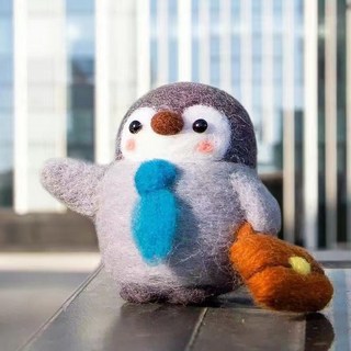 羊毛氈戳戳樂材料包 羊毛氈戳戳樂diy企鵝材質包純手工loopy玩偶diy擺件鑰匙圈, 1個, 打工人小企鵝材料包+工具+鑰匙圈+教6