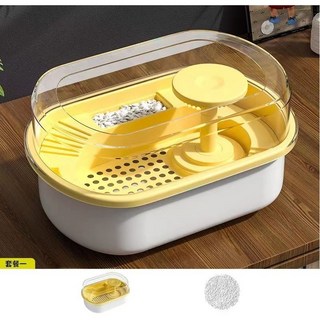 雙層烏龜別墅生態缸 帶曬臺烏龜飼養箱 防摔巴西龜缸造景裝飾, 1個, 黃色小號（套餐一）