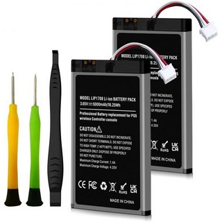 PS5 컨트롤러용 배터리 2팩 5000mAh 신형 업그레이드 고용량 교체용 소니 LIP1708 플레이스테이션 5 듀얼센스 CFIZCT1W 무선 수리 도구 키트, 2